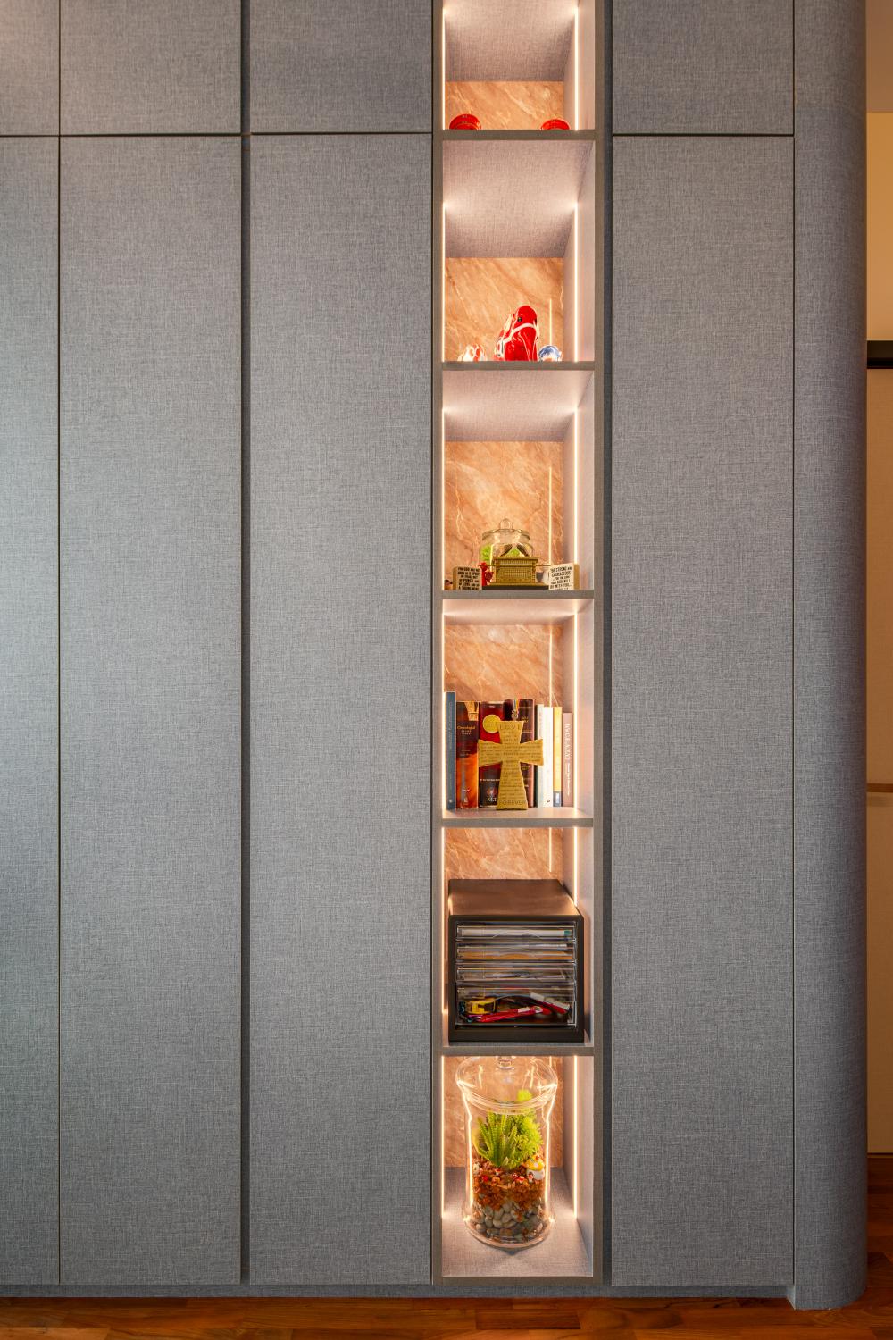 Eclectic Bedroom with Wood Flooring and Wardrobe