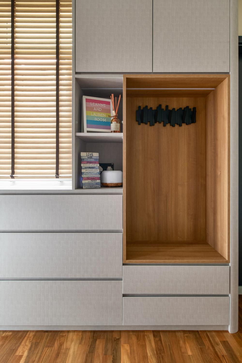 Eclectic Bedroom with Bookshelf and Wardrobe