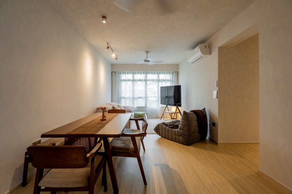 Scandinavian Living Room with Feature Wall and Sofa