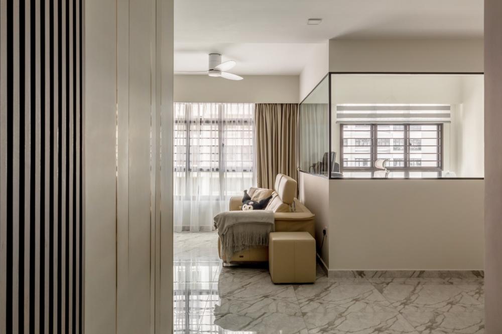 Contemporary Living Room with TV Console and Sofa