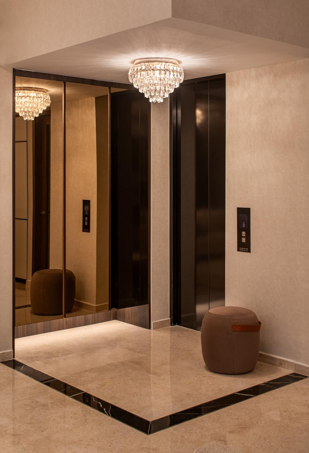 Contemporary Living Room with Drop Light and Lighting