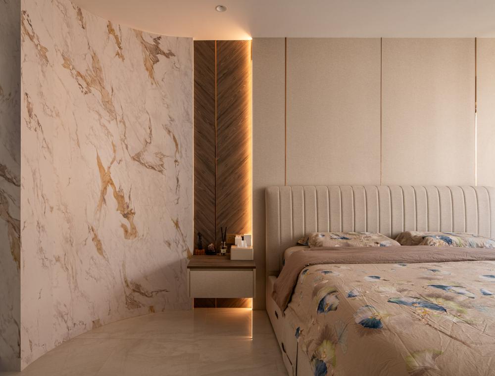 Contemporary Bedroom with Bedside Table and Sideboard