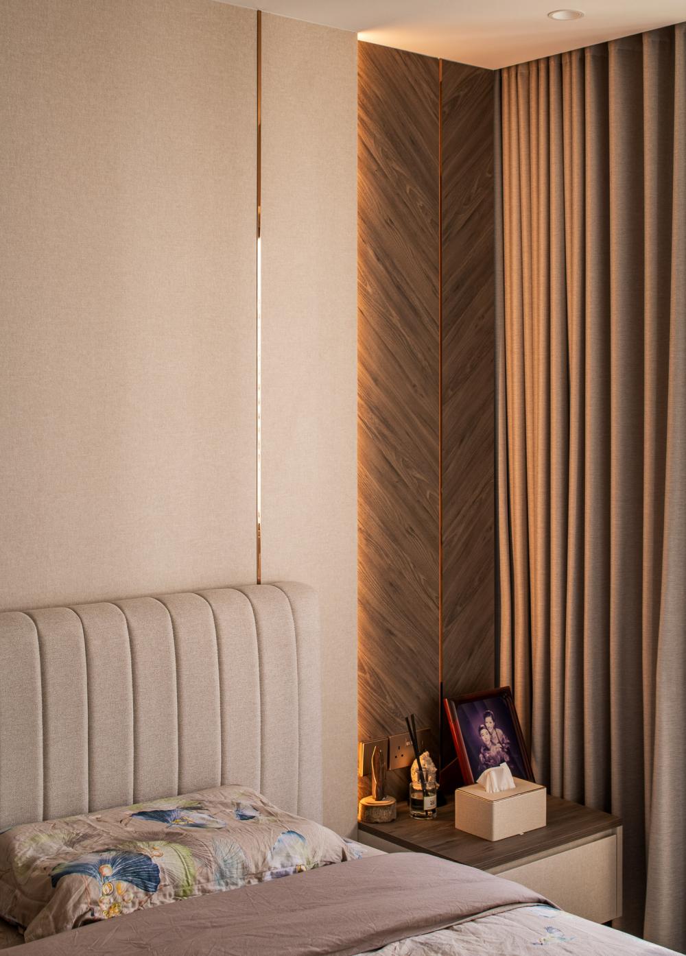 Contemporary Bedroom with Bookshelf and Sideboard