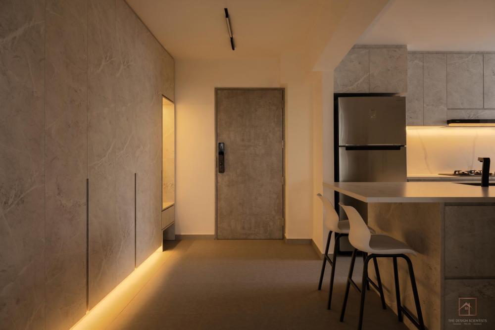 Contemporary Entryway with Mirror and Seating Bench