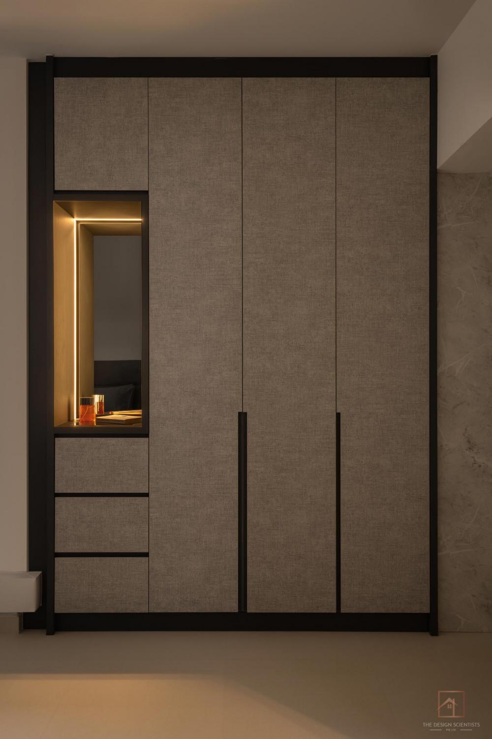 Contemporary Bedroom with Drop Light and Cove Lighting