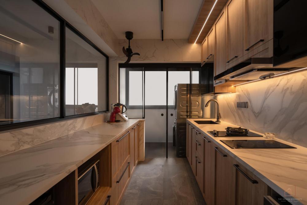 Contemporary Kitchen with Countertop and Kitchen Window