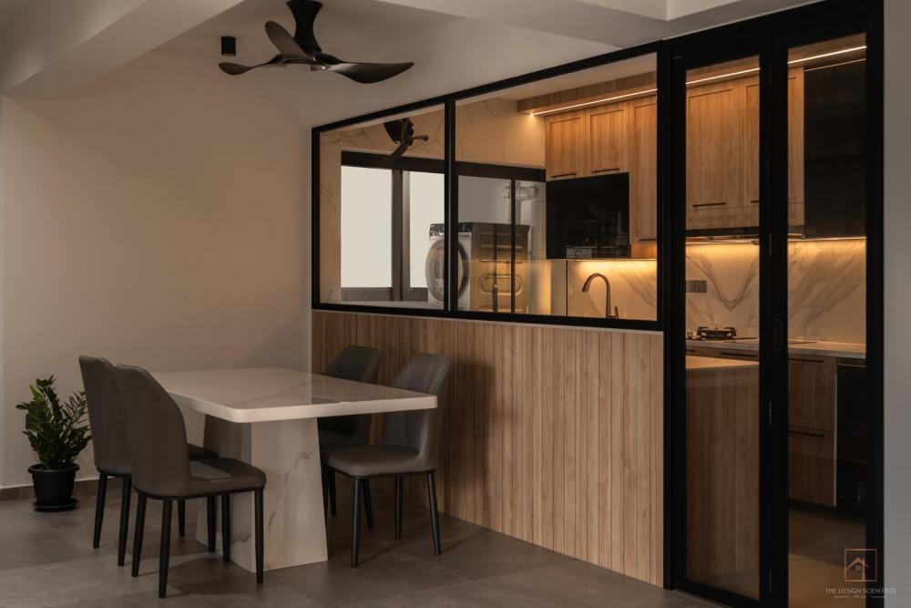 Contemporary Kitchen with Countertop and Homogeneous Tiles
