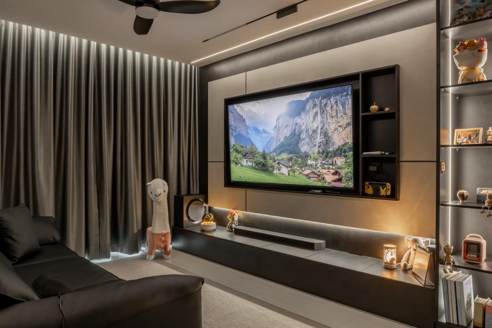 Contemporary Living Room with Vinyl Flooring and Homogeneous Tiles