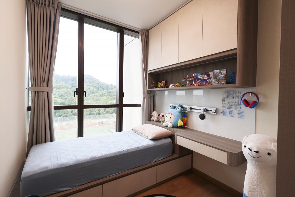 Contemporary Kids Room with Built-in Bed and Children's Storage