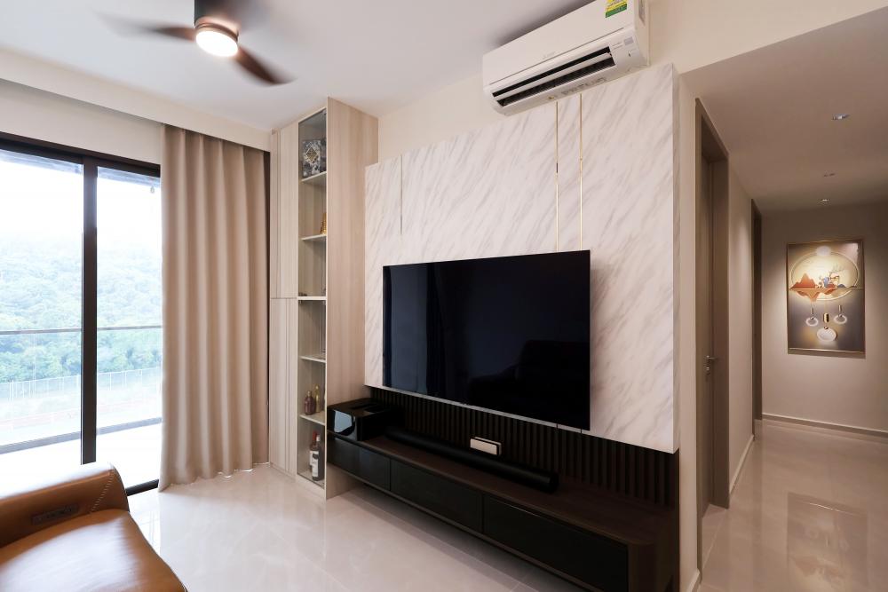 Contemporary Living Room with TV Console and Sofa