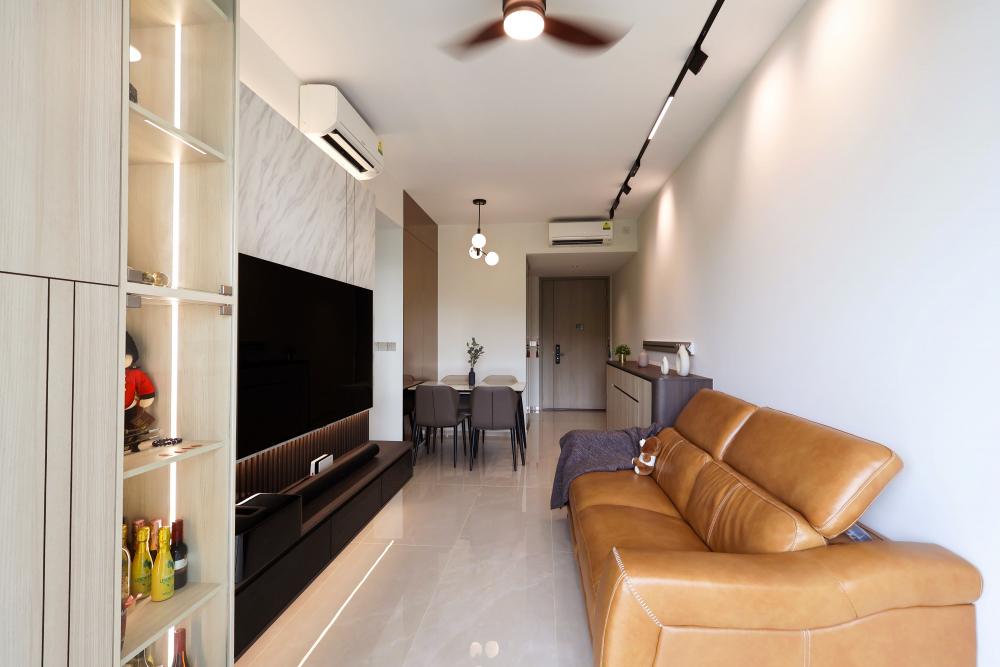 Contemporary Living Room with TV Console and Sofa