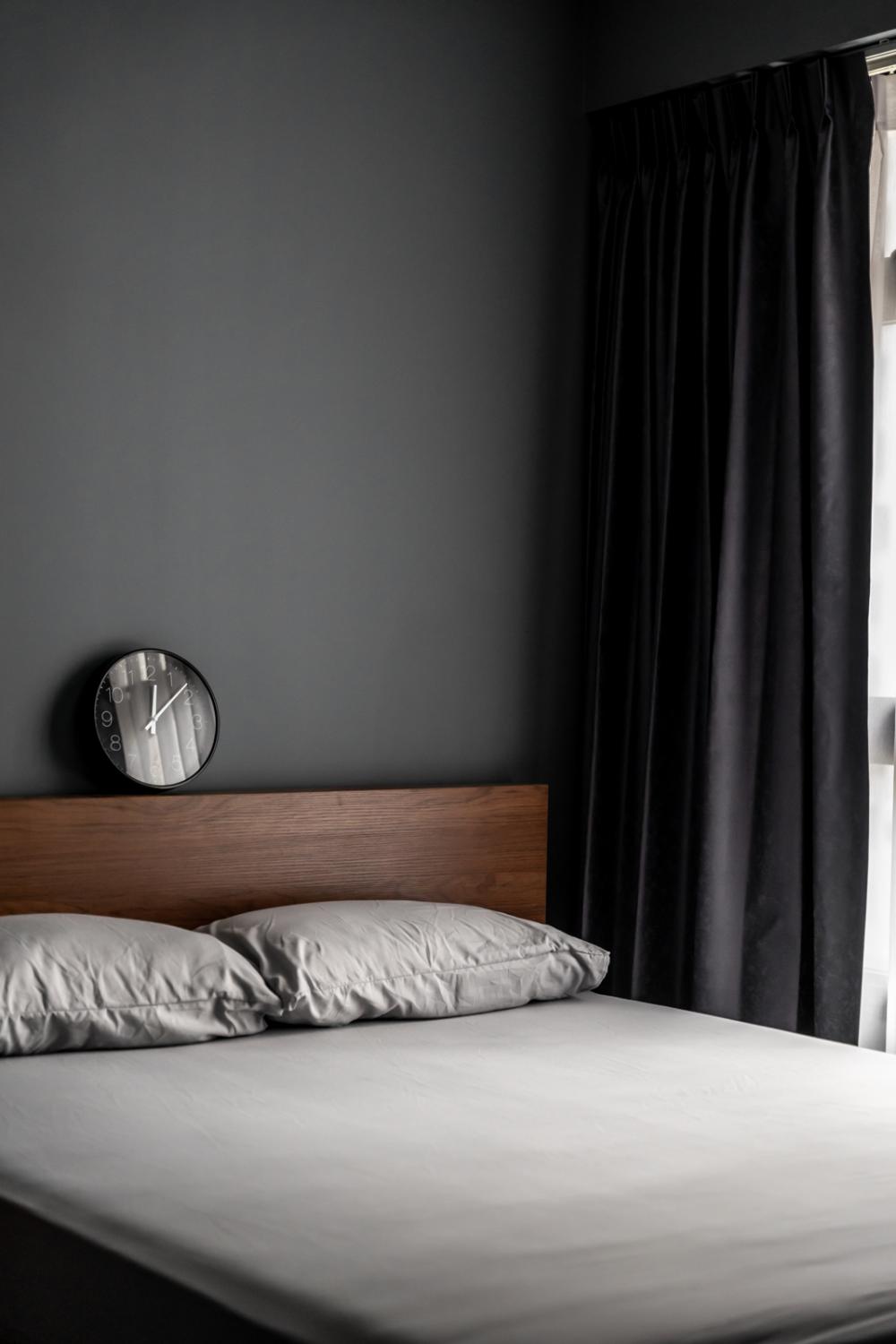 Industrial Bedroom with Curtain and Queen Bed