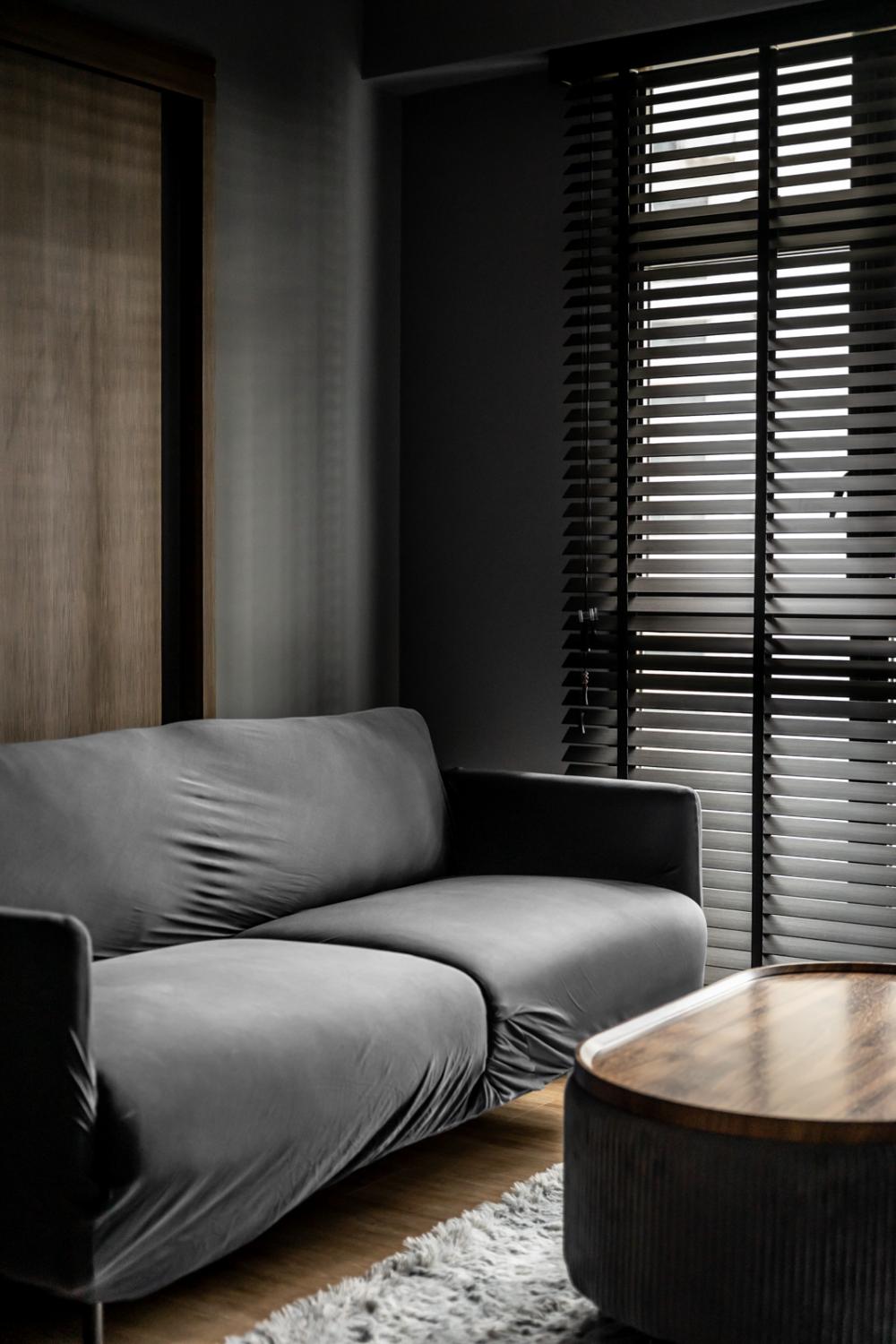 Industrial Living Room with Vinyl Flooring and Wood Flooring