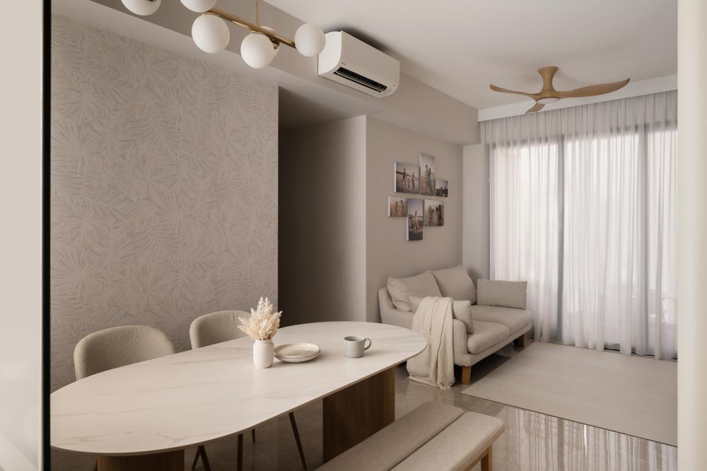 Scandinavian Living Room with Cove Lighting and Sofa