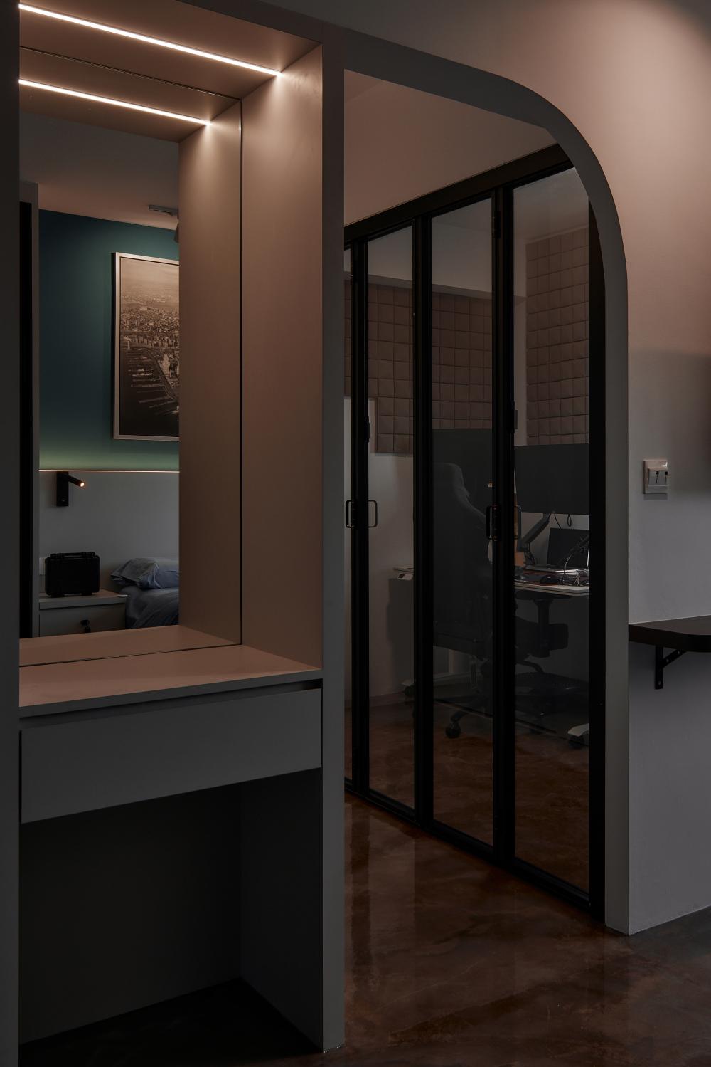 Industrial Office with Bookshelf and Desk