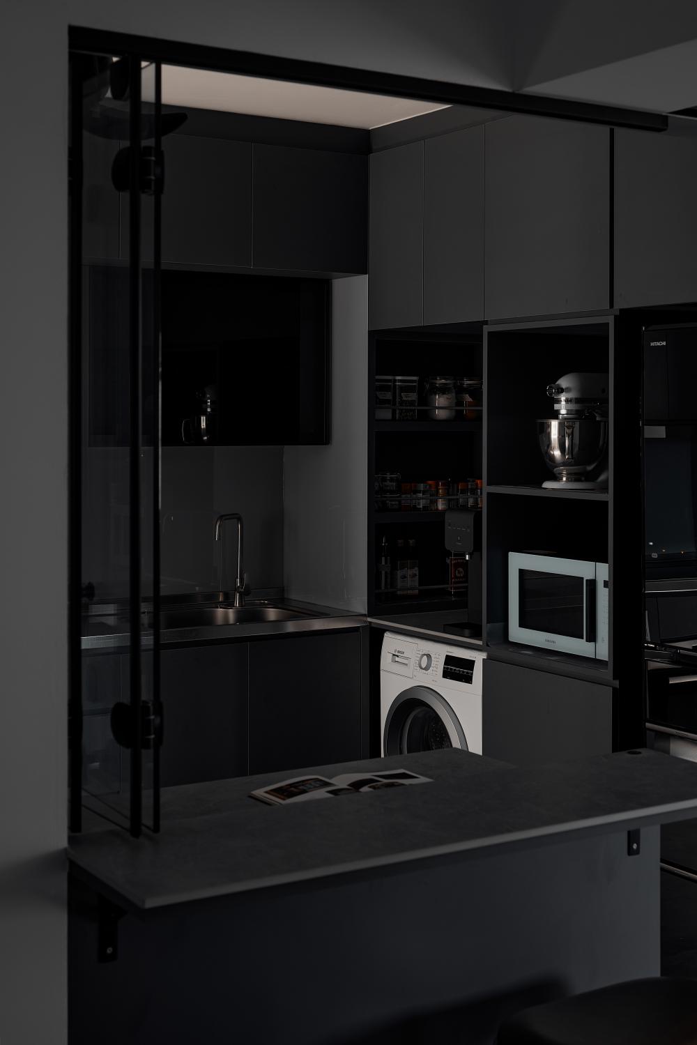 Industrial Kitchen with Kitchen Island and Open Kitchen