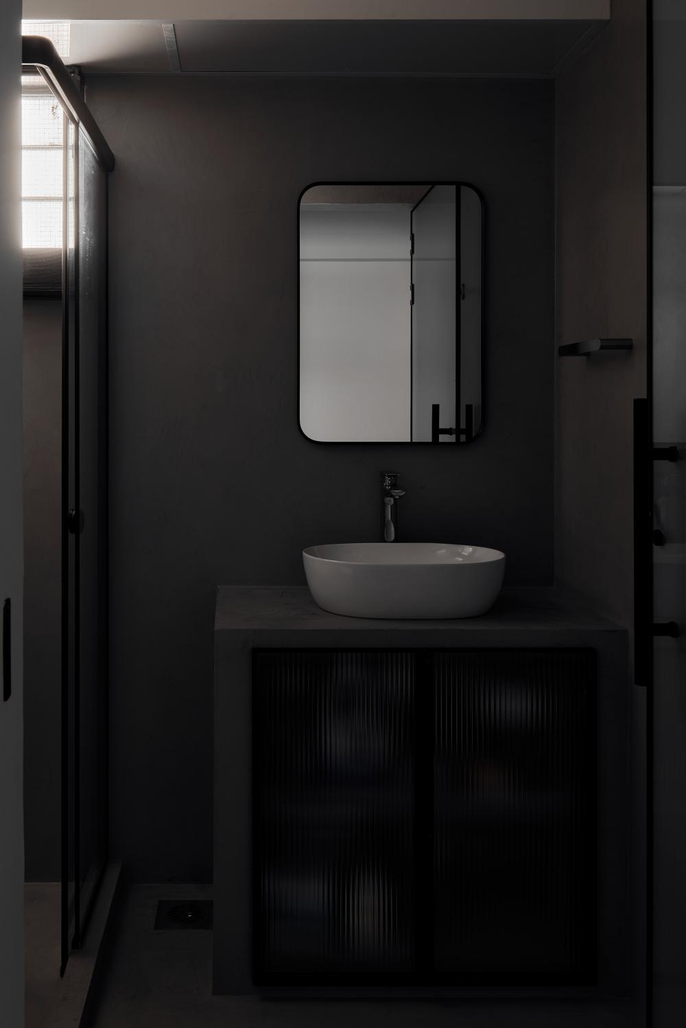Industrial Bathroom with Mirror and Shower Screen