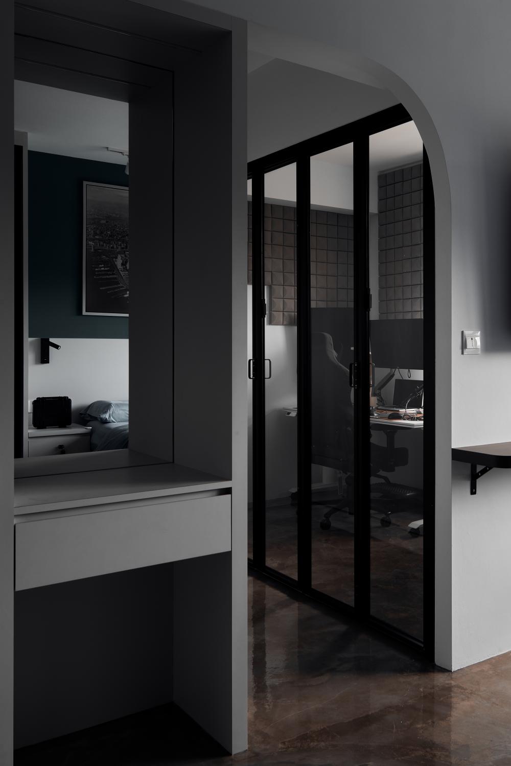 Industrial Home Office with Desk and Desk Chairs