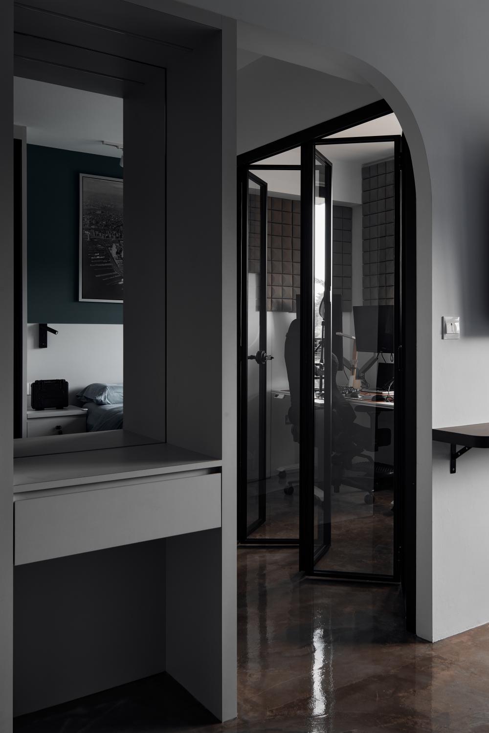 Industrial Home Office with Desk and Desk Chairs