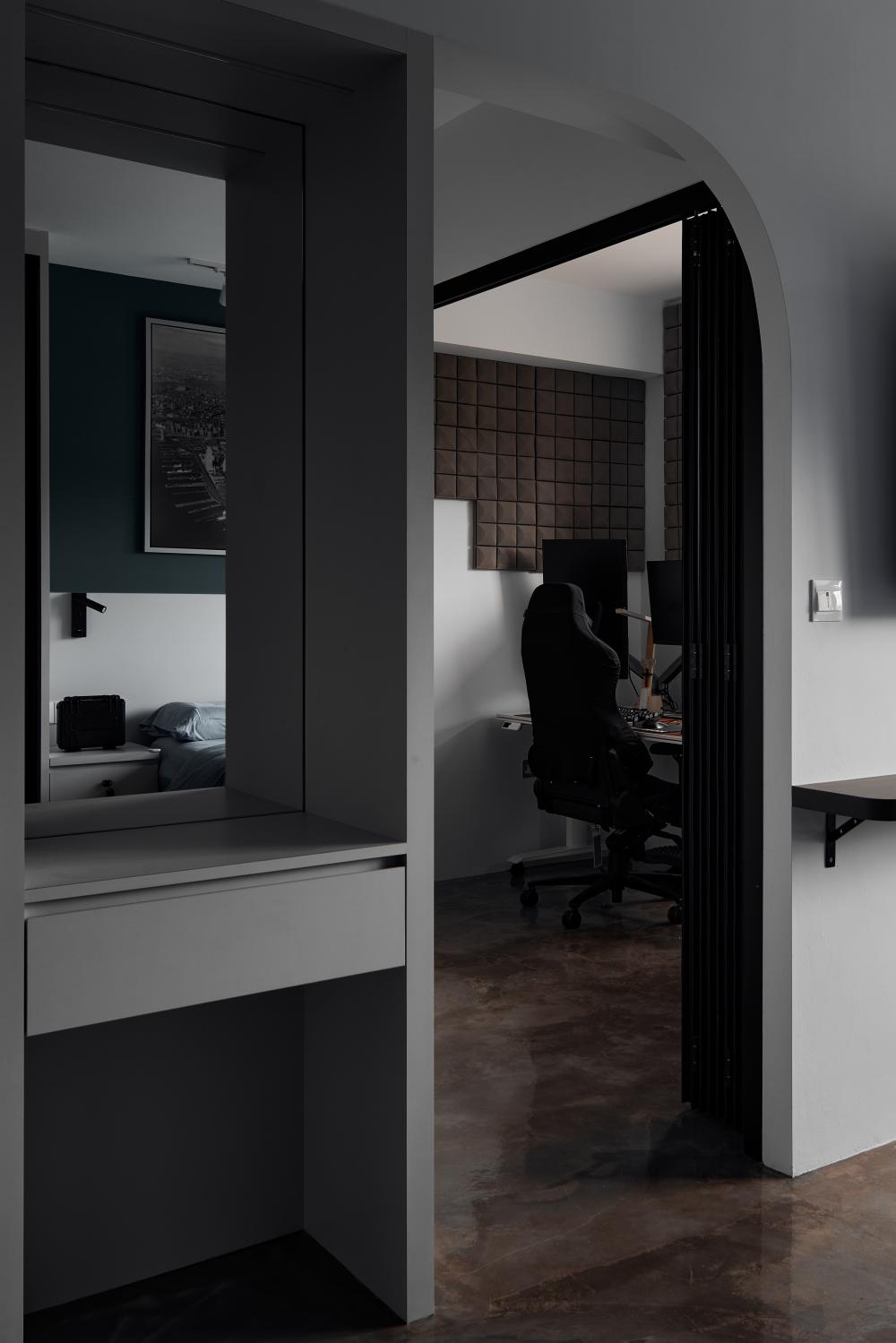 Industrial Office with Bookshelf and Desk