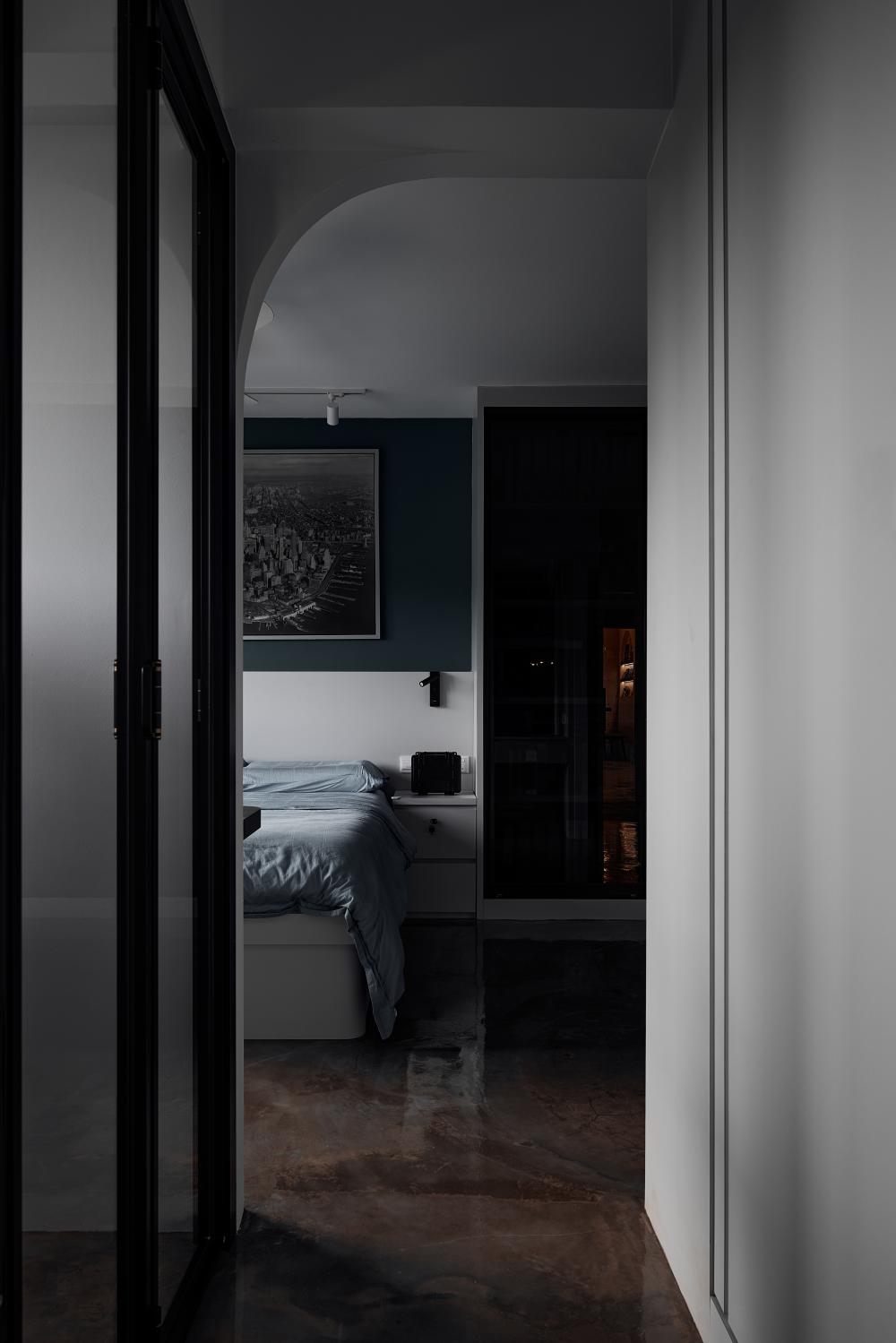 Industrial Bedroom with Bedroom Dresser and Queen Bed