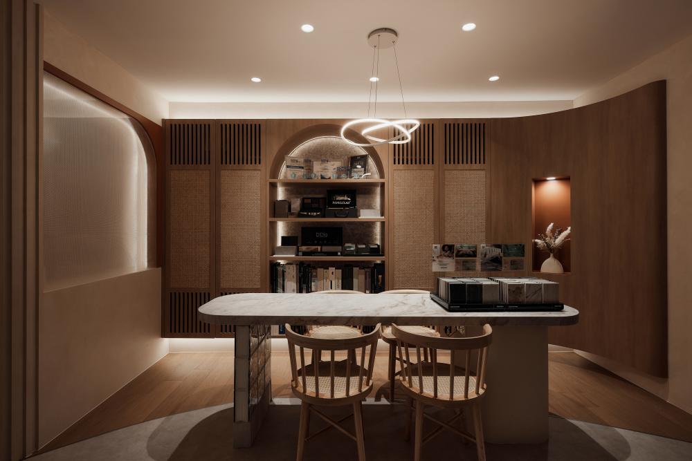Modern Dining Room with Drop Light and Cove Lighting