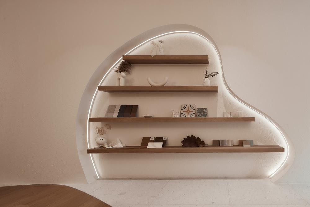 Modern Entryway with Bookshelf and Small Storage