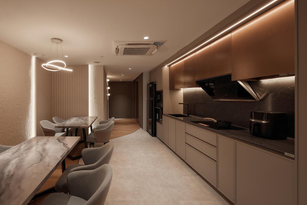 Modern Kitchen with Countertop and Kitchen Accessories