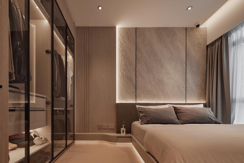 Modern Bedroom with Platform Bed and Wardrobe