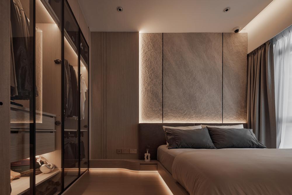 Modern Bedroom with Platform Bed and Wardrobe