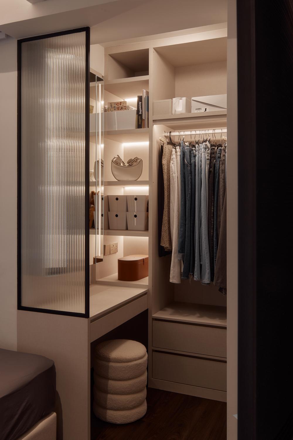 Modern Bedroom with Platform Bed and Wardrobe