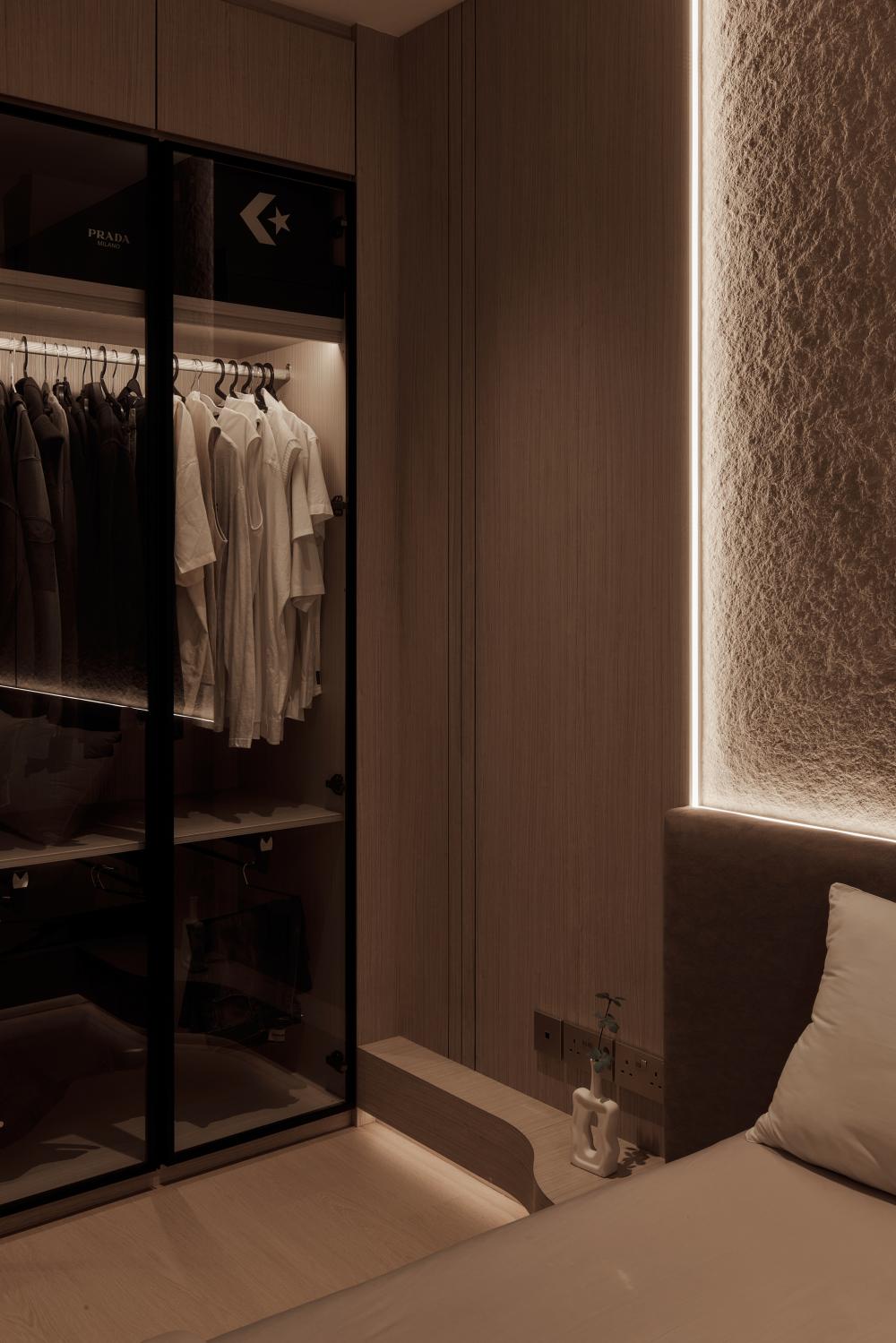 Modern Bedroom with Platform Bed and Wardrobe