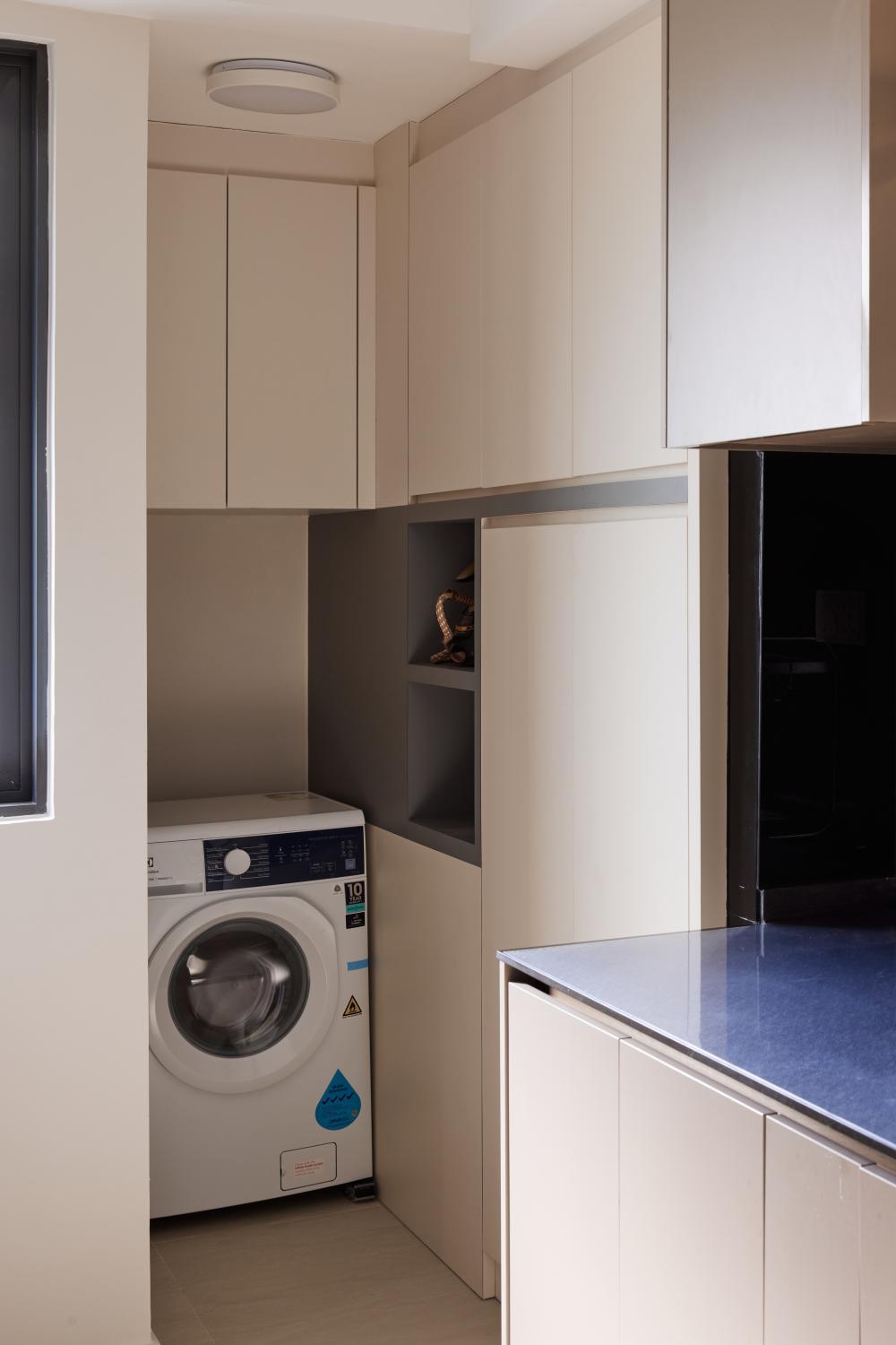 Modern Service Yard with Washing Machine and Laundry Area