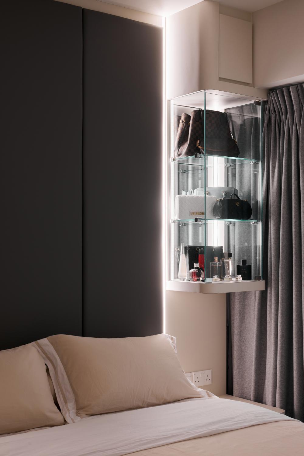 Modern Bedroom with Small Storage and Display Cabinets