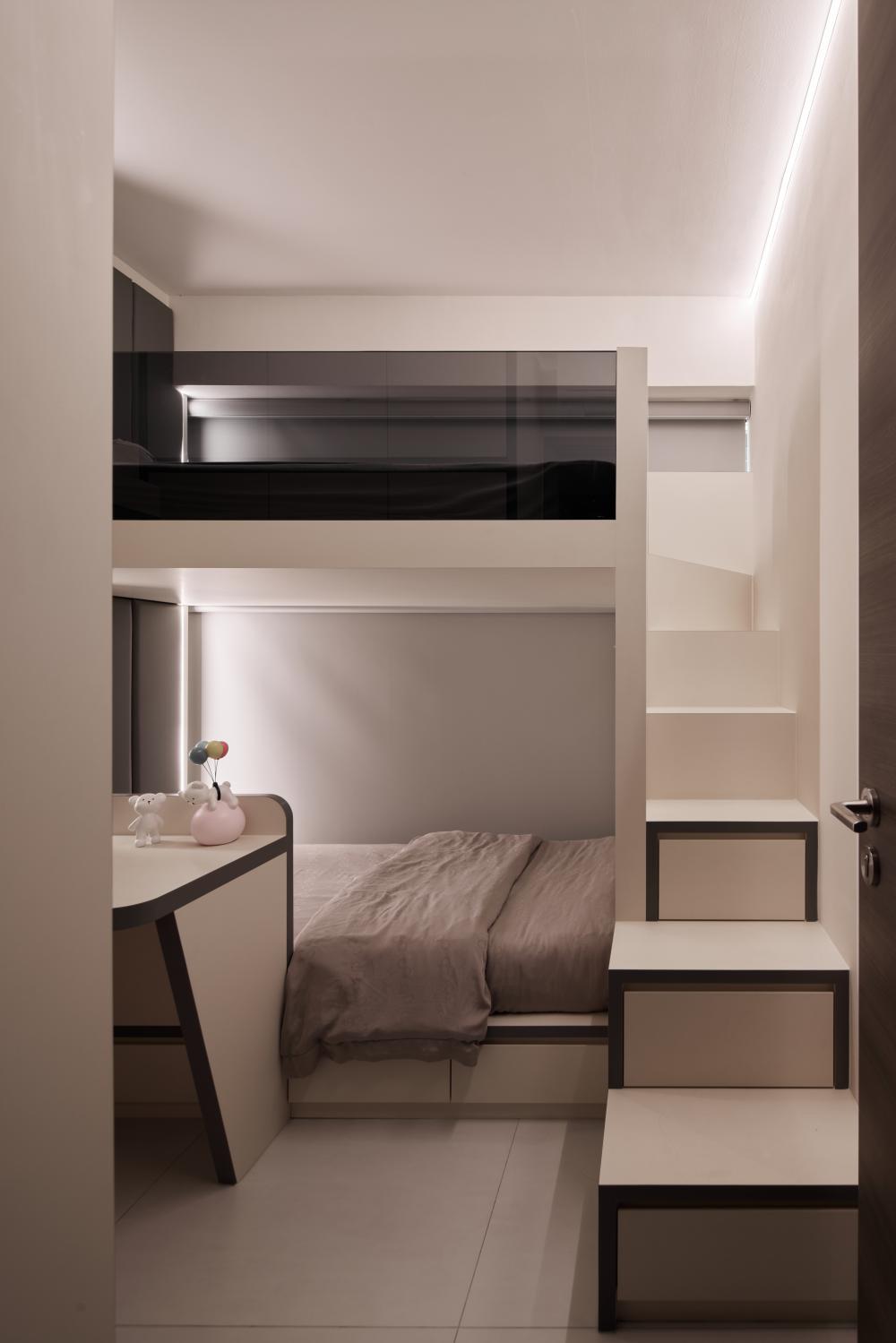 Modern Bedroom with Single Bed and Bed