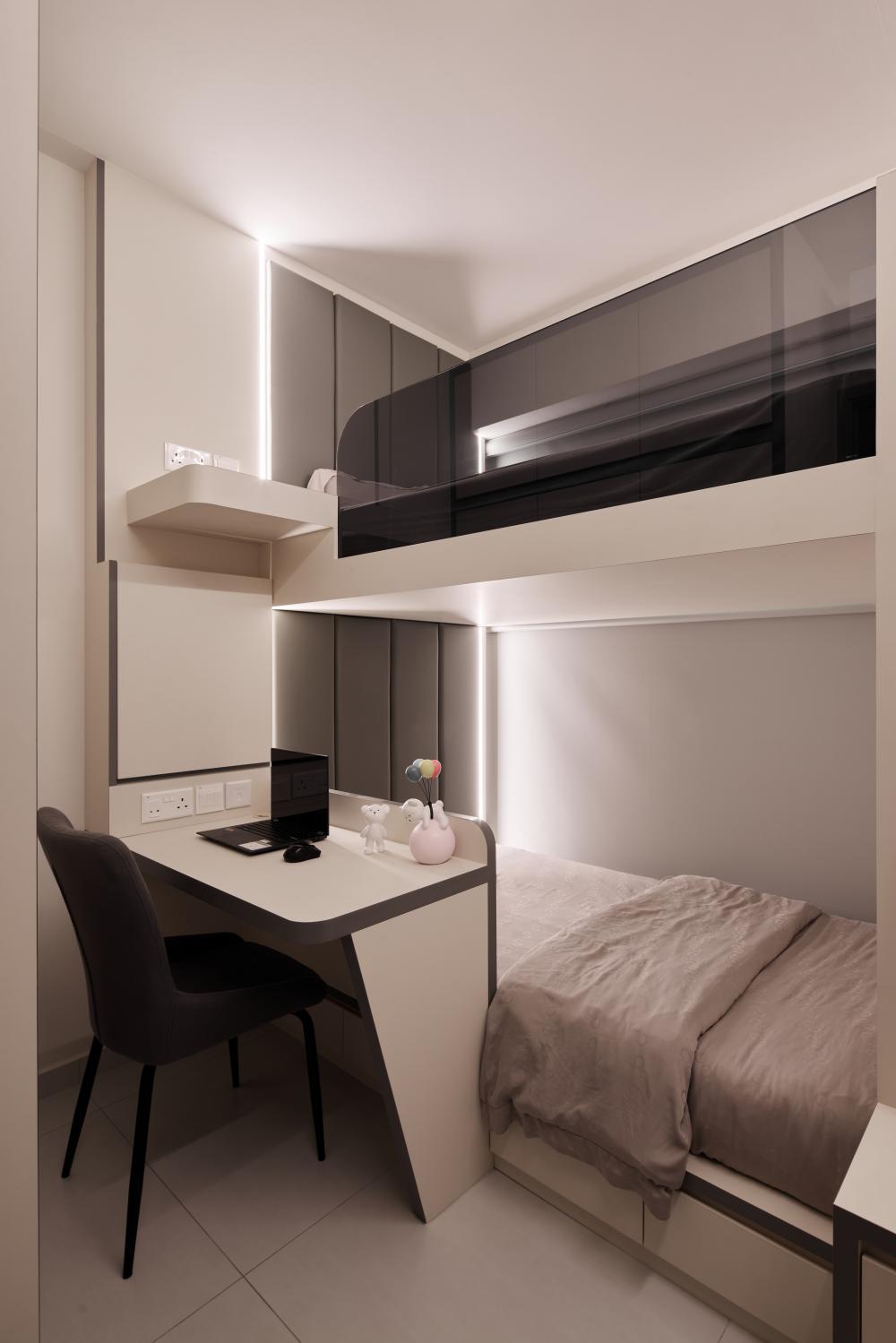 Modern Bedroom with Flooring and Bed