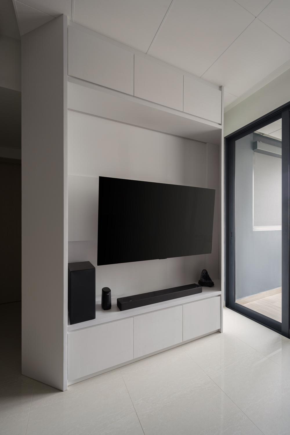 Modern Living Room with TV Console and Feature Wall