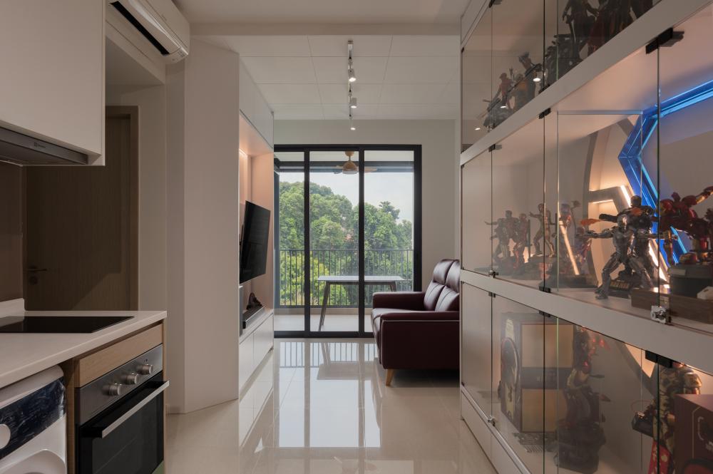Modern Living Room with Storage Cabinets and Display Cabinets