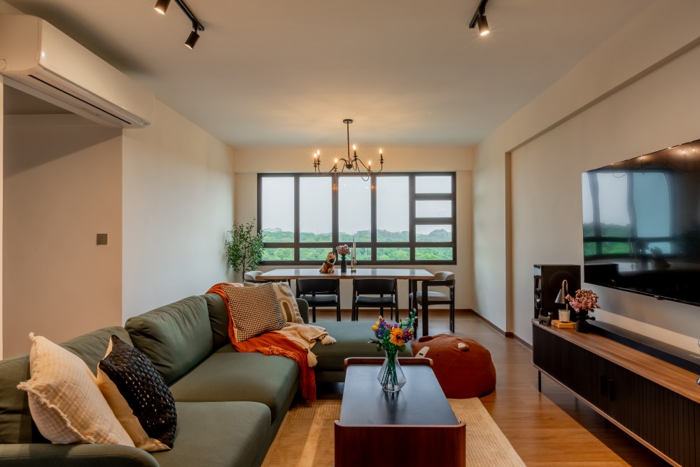 Contemporary Living Room with Settee and Vinyl Flooring
