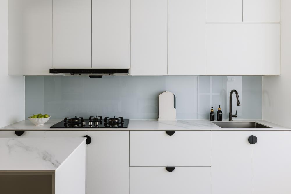 Scandinavian Kitchen with Countertop and Cupboard