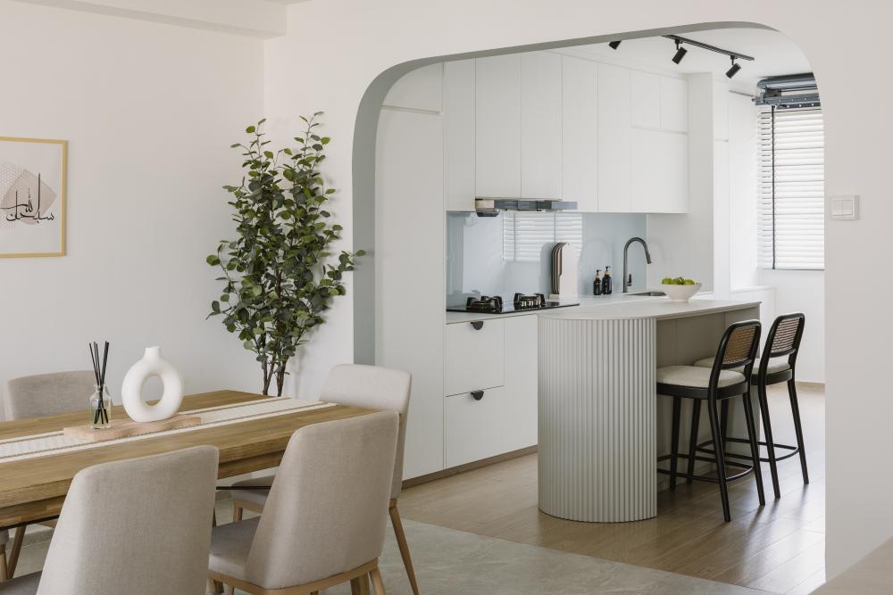 Scandinavian Kitchen with Countertop and Kitchen Island