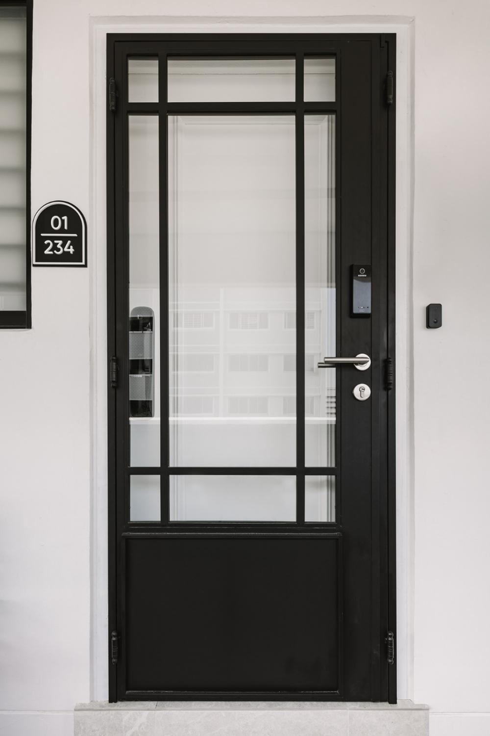 Scandinavian Porch with Glass Door and Doors