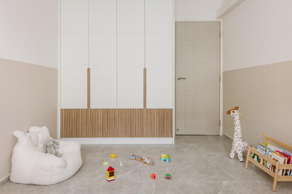 Scandinavian Kids Room with Closet and Toys