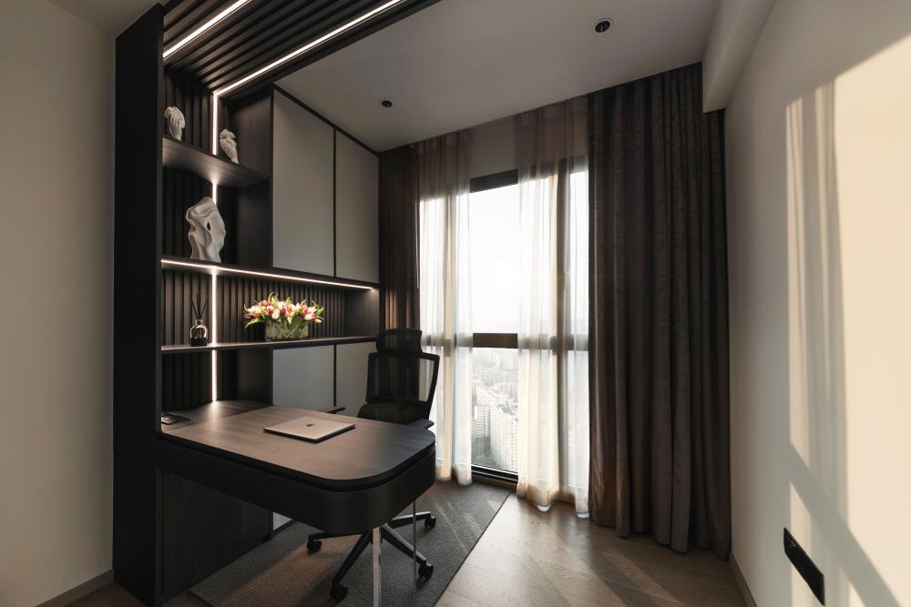 Modern Study with Bookshelf and Desk