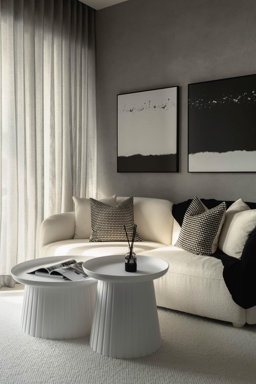 Modern Living Room with Curtain and Sofa