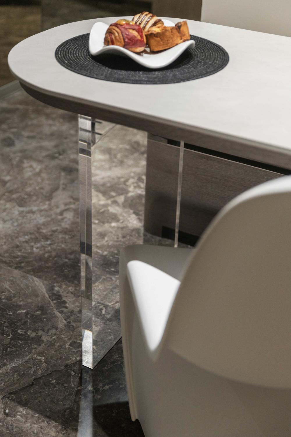 Modern Dining Room with Marble Floor and Dining Table