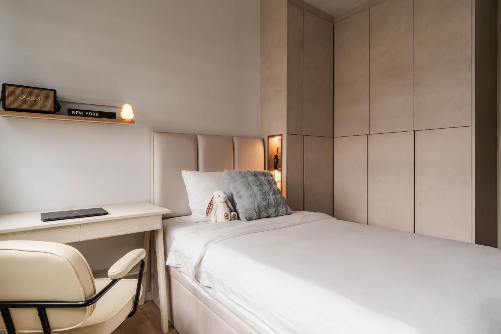 Scandinavian Bedroom with Wardrobe and Closet