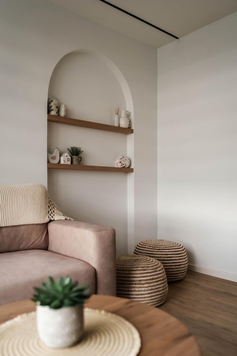 Scandinavian Living Room with Feature Wall and Sofa