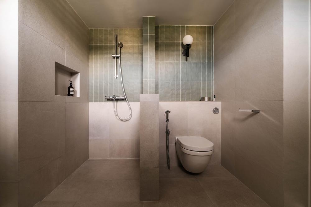 Asian Bathroom with Bathroom Accessories and Showers