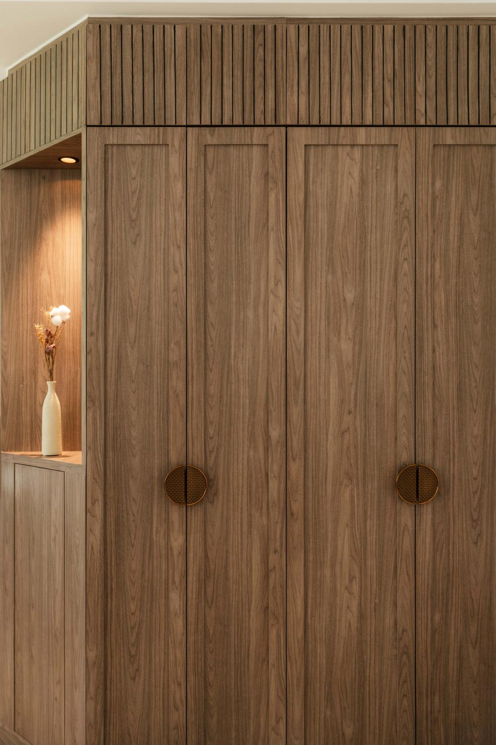 Asian Entryway with Closet and Downlights